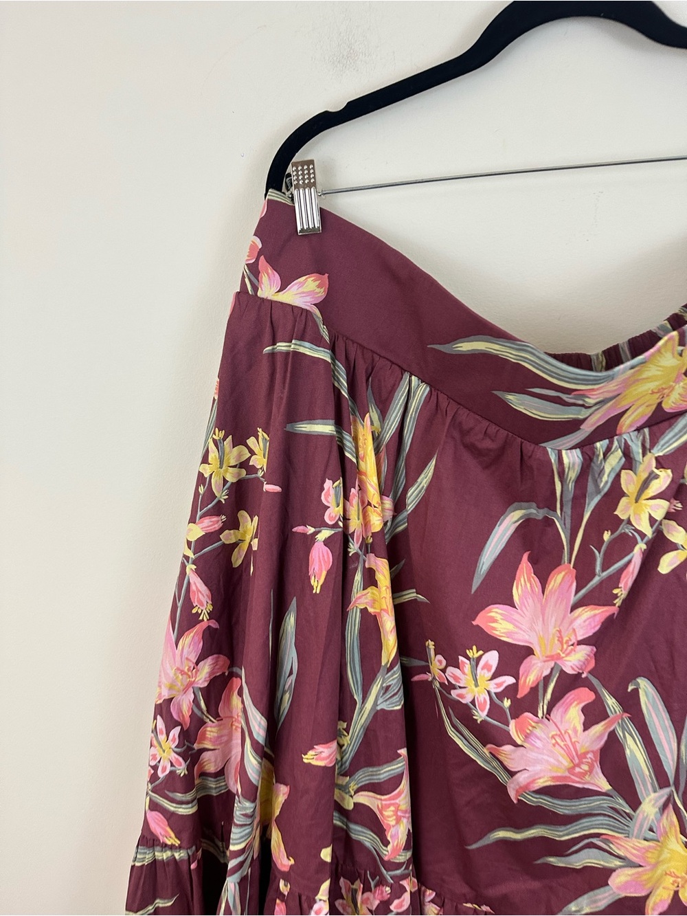 Torrid Womens Purple Mauve Tropical Floral Print Tiered Midi Skirt 3X - Picture 3 of 6